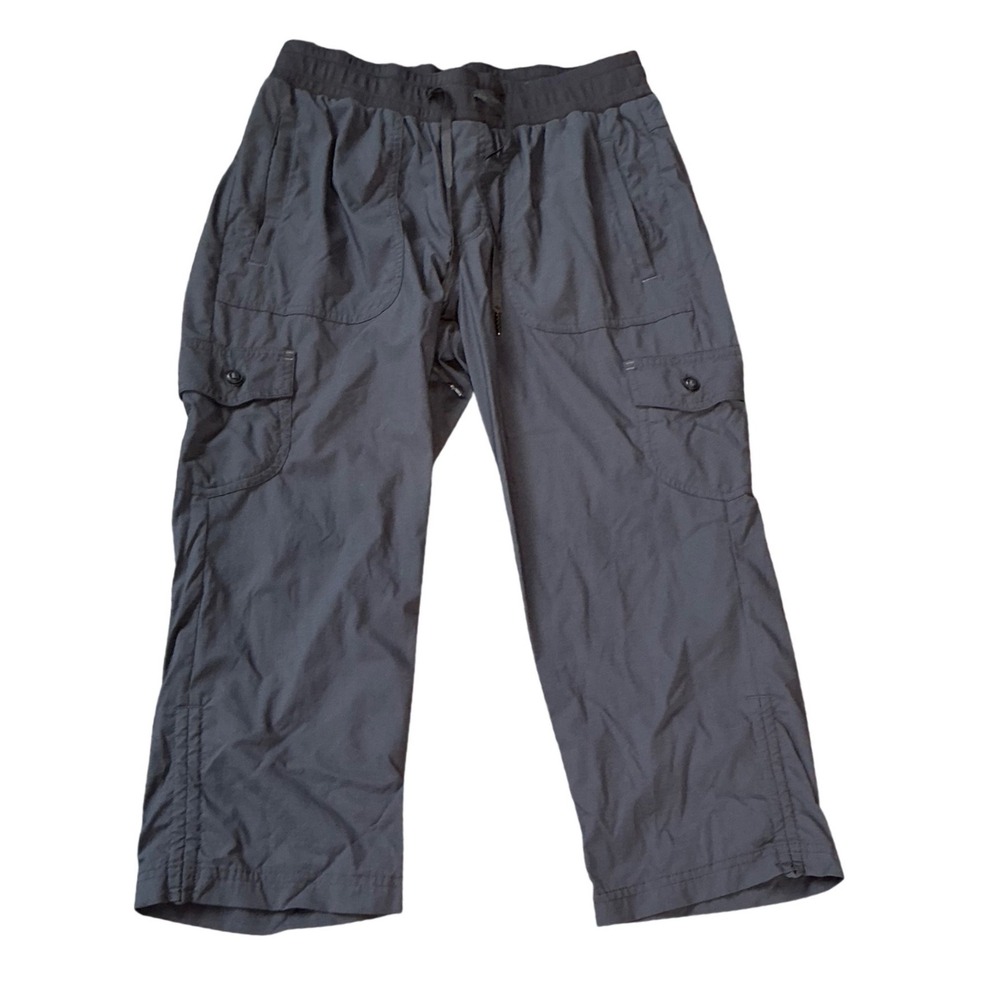 LL Bean Vista Camp Capri Pants Gray Nylon Spandex Cargo Hiking Womens Medium